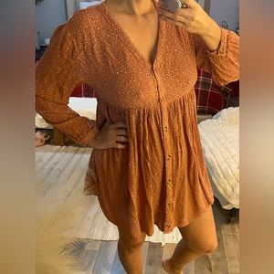 Billabong | Dresses | Billabong Light Brown Pattern Button Down Long Sleeve  Dress S | Poshmark